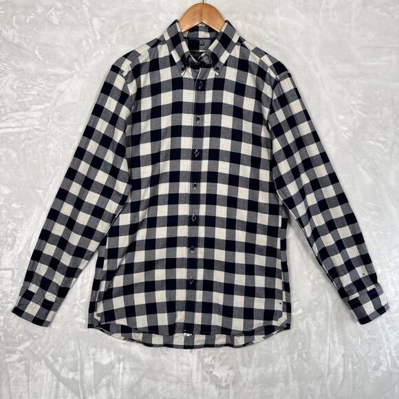 Patrick James Blue/White Check Flannel Shirt Size M 39/40 15.5 - Picture 1 of 10